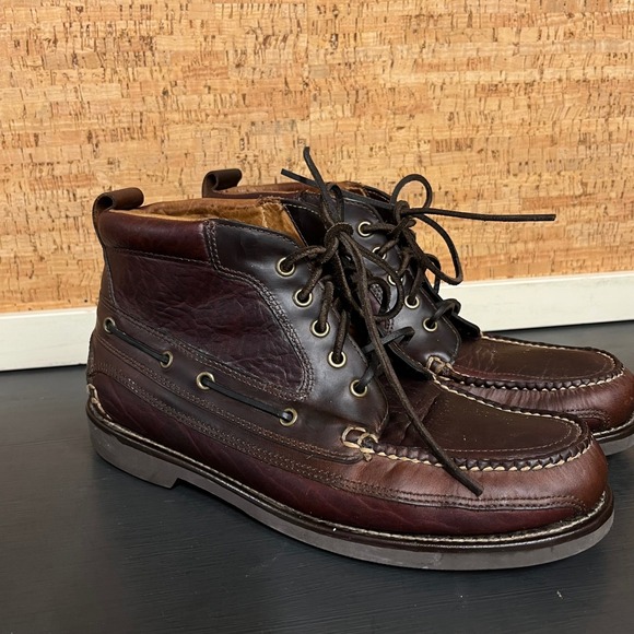 LL Bean Men Dark Brown Leather Lace Up Chukka Boots Made in El Salvador Size‎ 11